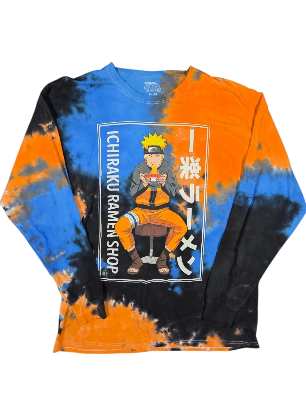 Naruto Shippuden Tie-Dye T-Shirt XL Long Sleeve Ichiraku Anime Streetwear